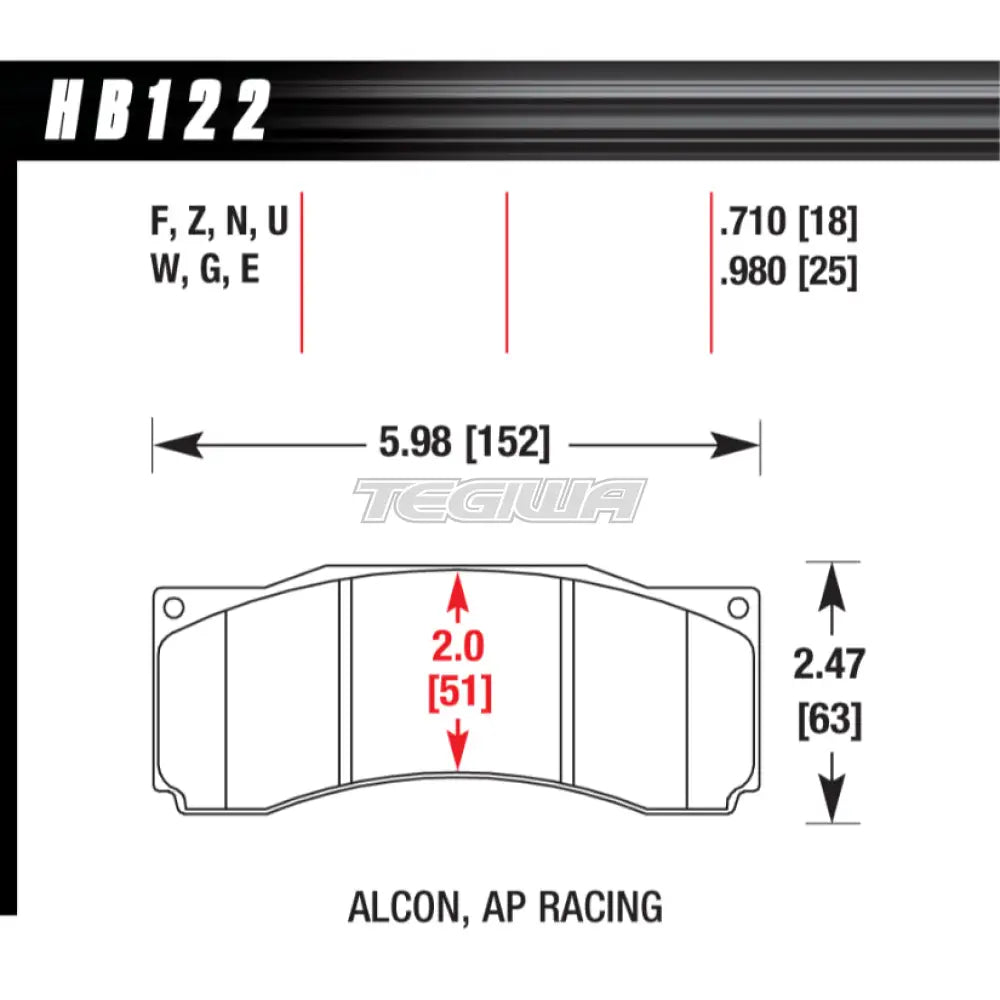 HAWK Performance DTC-60 Motorsports Brake Pads 17mm YSR YSCPF6B YSCPF8A 6Pot 8Pot BBK Caliper